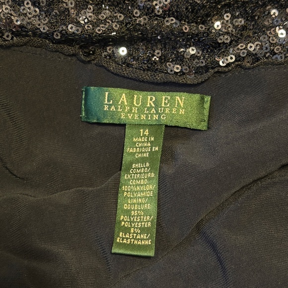 Lauren Ralph Lauren Evening - Navy Sequin One Shoulder Full Length Gown Size 14 - Picture 7 of 8